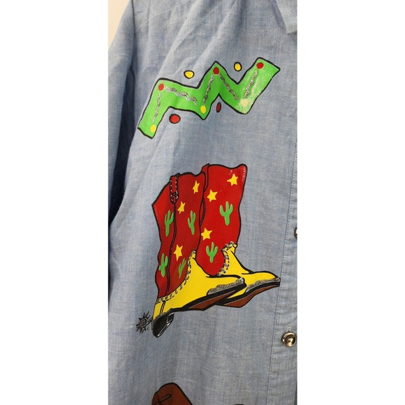 Vintage Western Rodeo Handmade Button Down Estimated size XL - Picture 7 of 13